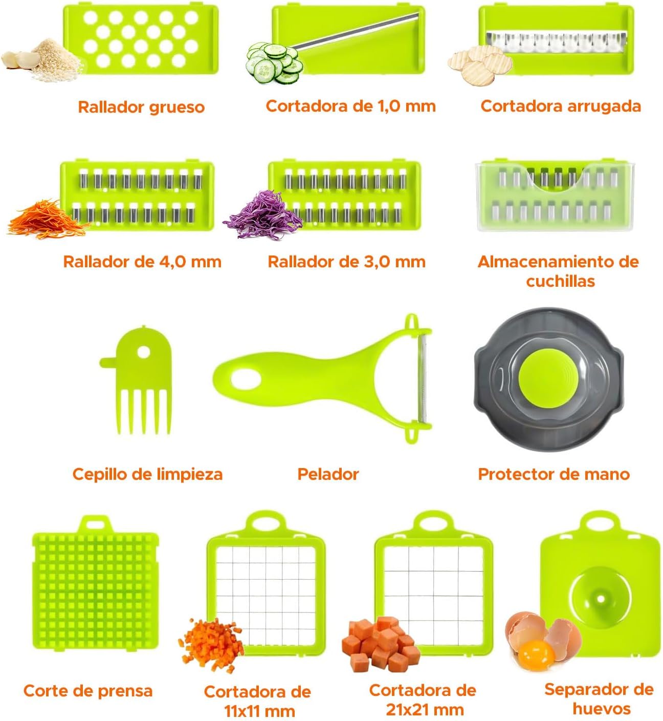 15-in-1 Multifunctional Vegetable Chopper & Mandoline Slicer – Premium Food Cutter with 7 Blades, Peeler, Cleaning Brush & Protective Mitt for Easy Veggie & Fruit Slicing with Free Gloves.
