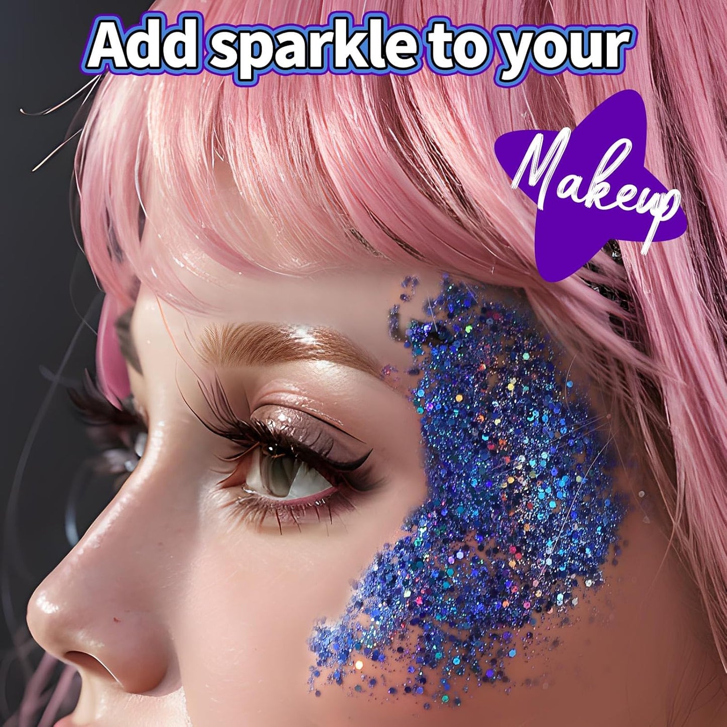 12Pcs Body & Hair Glitter Gel - Festival Sequins for Face, Body, Hair & Eye - 1MM/0.1MM