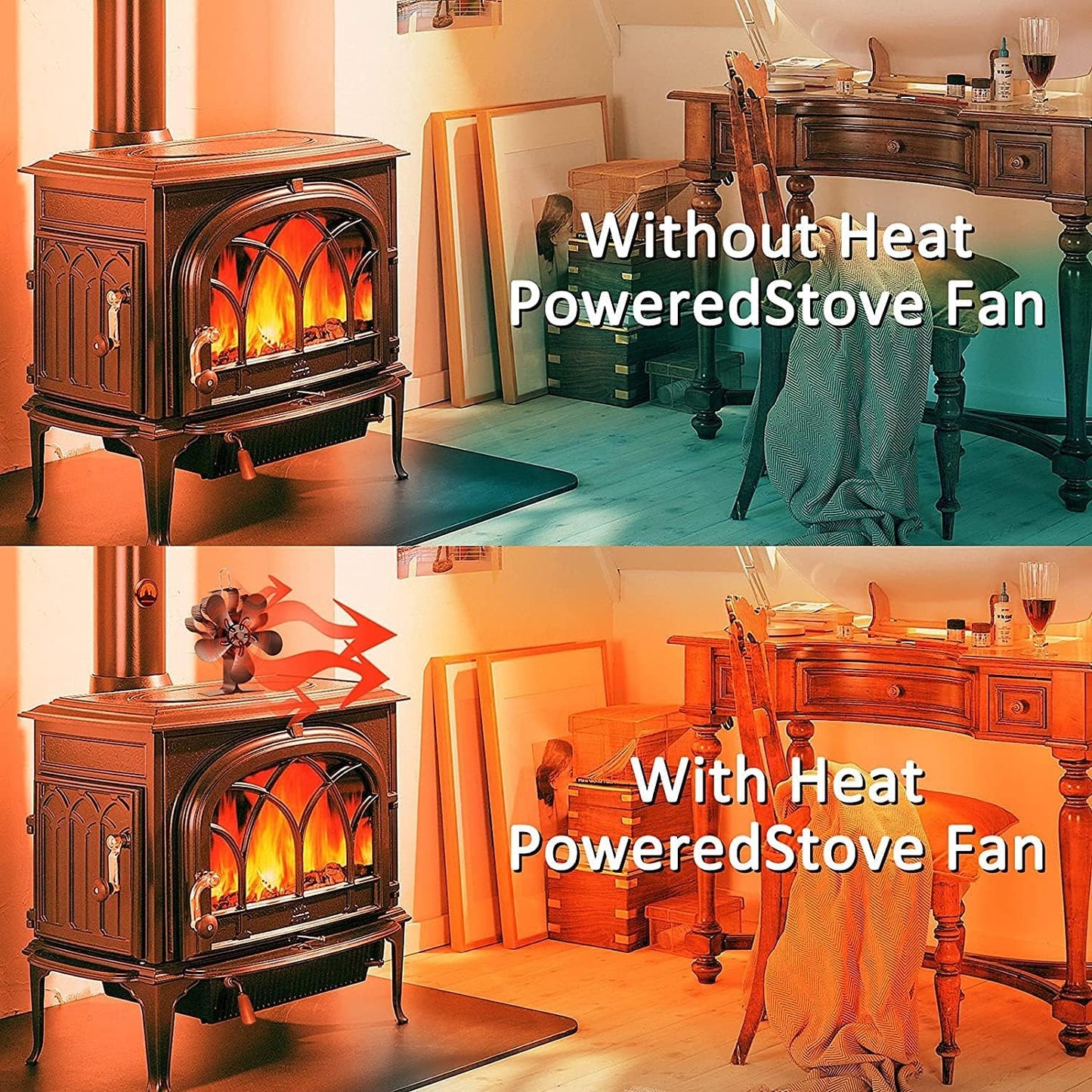 5 Blades Heat Powered Stove Fan, Wood Stove Fans for Stoves & Fireplaces Silent Heat Powered Fireplace Fan,No Electricity Required for Wood/Log Burner/Fireplace Efficient Heat