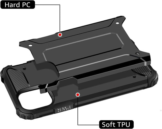 Coolden Compatible with iPhone 13 Pro Case Rugged Tough Dual Layer Armor Case Shockproof Case Heavy Duty Hard Back TPU Bumper Shock Absorption Protective Phone Case Cover for iPhone 13 Pro (Black)