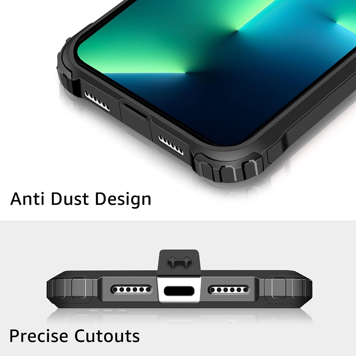 Coolden Compatible with iPhone 13 Pro Case Rugged Tough Dual Layer Armor Case Shockproof Case Heavy Duty Hard Back TPU Bumper Shock Absorption Protective Phone Case Cover for iPhone 13 Pro (Black)