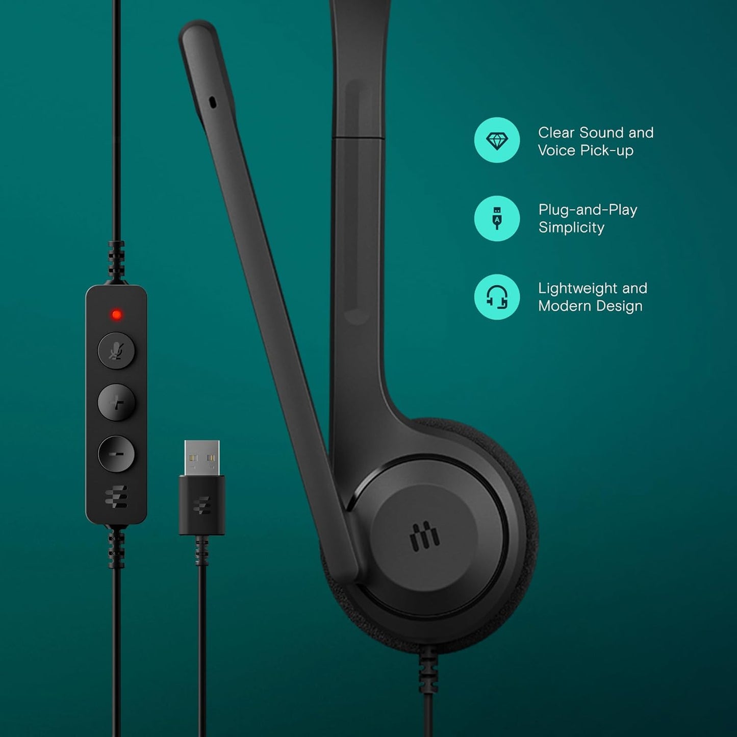 EPOS C1 USB A Wired Business Headset - Noise-Canceling Mic, Enhanced Audio Clarity, On-Ear Comfort, Chrome Certified, Plug-and-Play, Ideal for PC, Laptop, Office & Remote Work, Wired Headphones