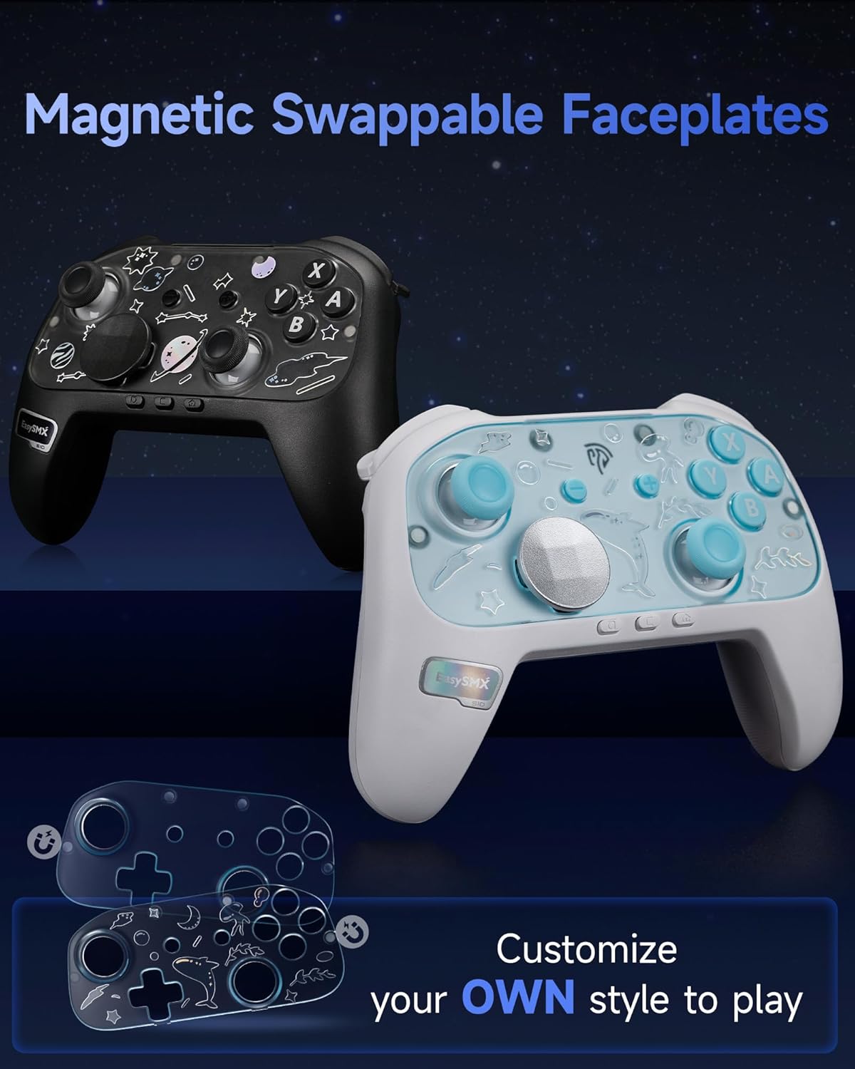 S10 Controller for Switch 2/ Switch/PC-One Key Wake-up, TMR Anti-Drift Joystick, Mechanical Buttons, 6 Axis Gyro, Bluetooth Switch Controller with RGB & Swappable D-Pad