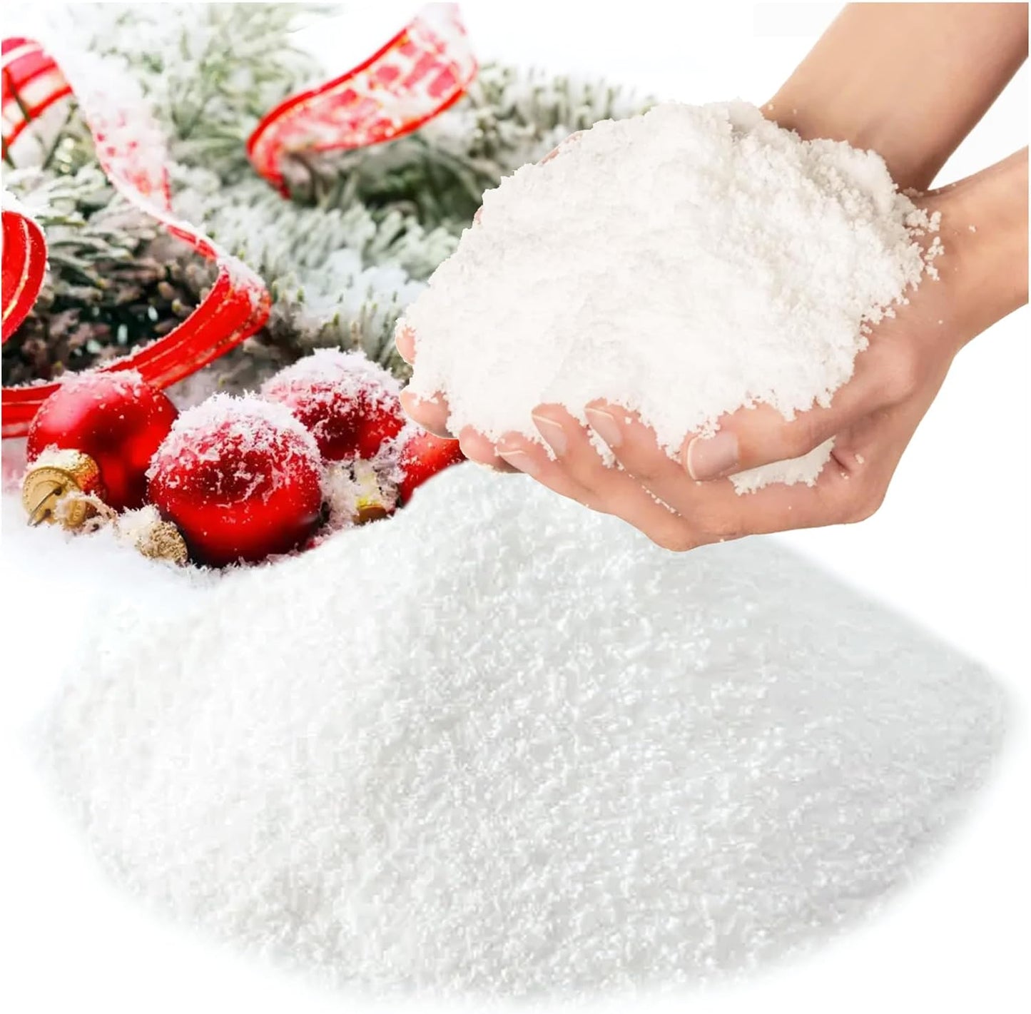 Fake Snow Christmas - Artificial Snow in Powder 250g - Pretend Snowflake Powder Decorations for Christmas- Santa Footprint Snow
