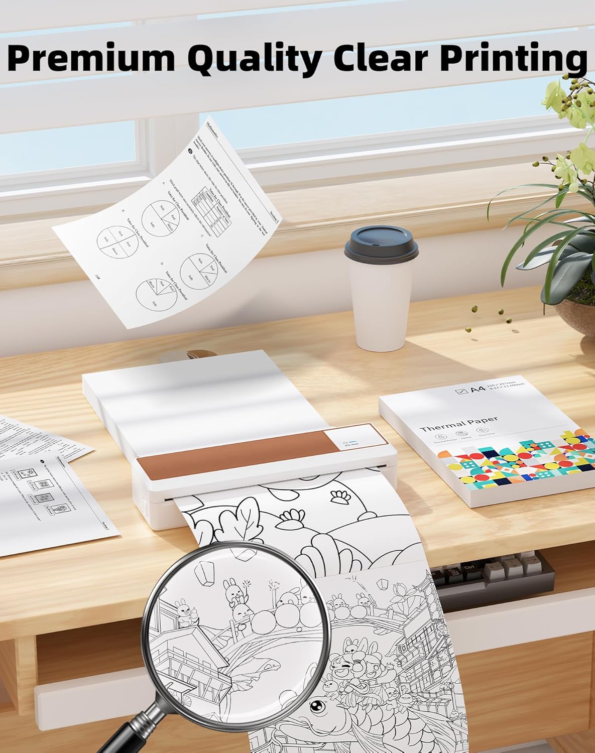 A4 Thermal Paper,8.27" x 11.69"(210x297mm) Printer Paper,Thermal Printer Paper Compatible with P83 Portable Printer and Other A4 Portable Printers