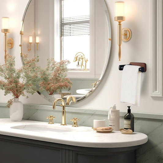 Supaqua Roll Holder Solid Wooden Base Wall Mounted Stainless Steel SUS304 Resistant Rust Free Standing Paper Roll Holder for Toilets, Kitchen and Bathroom WJZJJ-01-BK