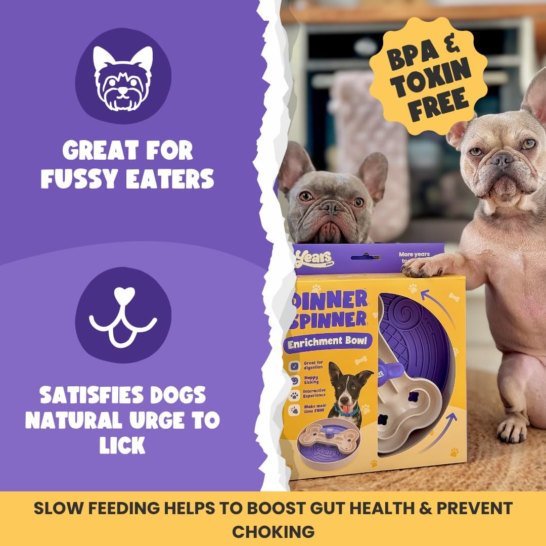 3-in-1 Dinner Spinner Interactive Dog Food Puzzle Slow Feeder and Enrichment Bowl | Boost Mental Stimulation & Entices Fussy Eaters