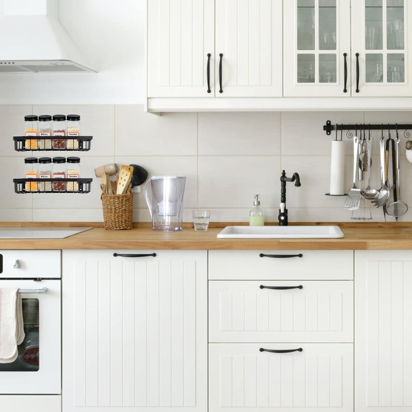 12 Pcs Glass Spice Jars - 120ml Square Spice Containers with Lids and Labels - Shaker Lids and Airtight Metal Caps - Silicone Collapsible Funnel Included