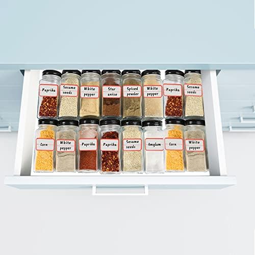 12 Pcs Glass Spice Jars - 120ml Square Spice Containers with Lids and Labels - Shaker Lids and Airtight Metal Caps - Silicone Collapsible Funnel Included