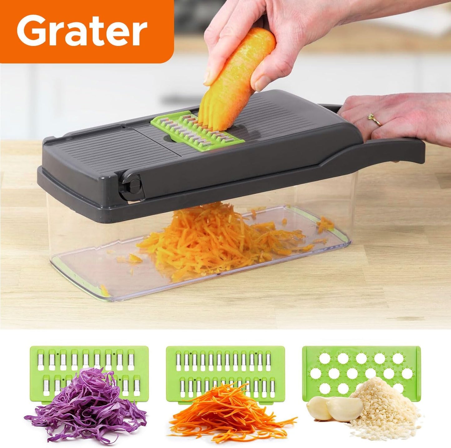 15-in-1 Multifunctional Vegetable Chopper & Mandoline Slicer – Premium Food Cutter with 7 Blades, Peeler, Cleaning Brush & Protective Mitt for Easy Veggie & Fruit Slicing with Free Gloves.