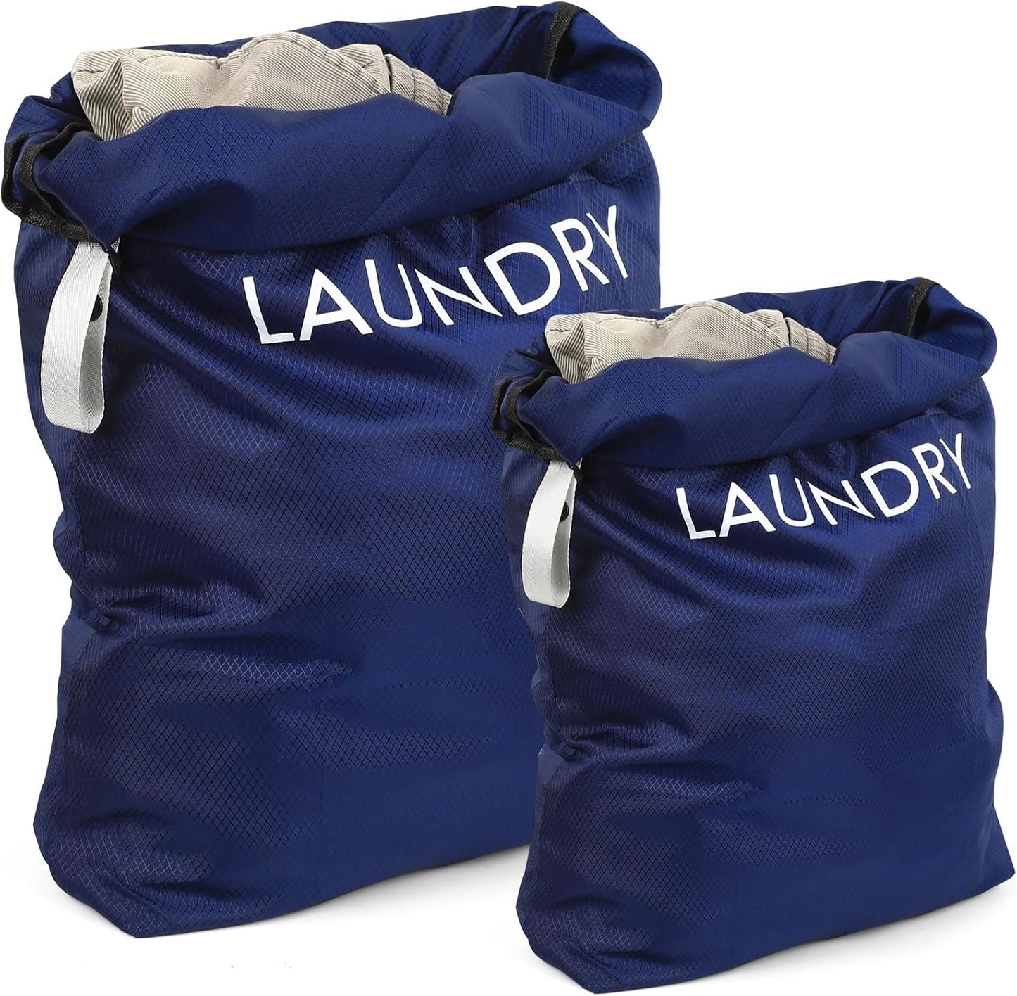 2 Large Laundry Bags, Travel Laundry Bags for Travelling Storage, Portable Waterproof Dirty Clothes Bags with Drawstring for Home Bathroom Camping Holiday Dormitory Travel Essentials(23x17", 21x13")