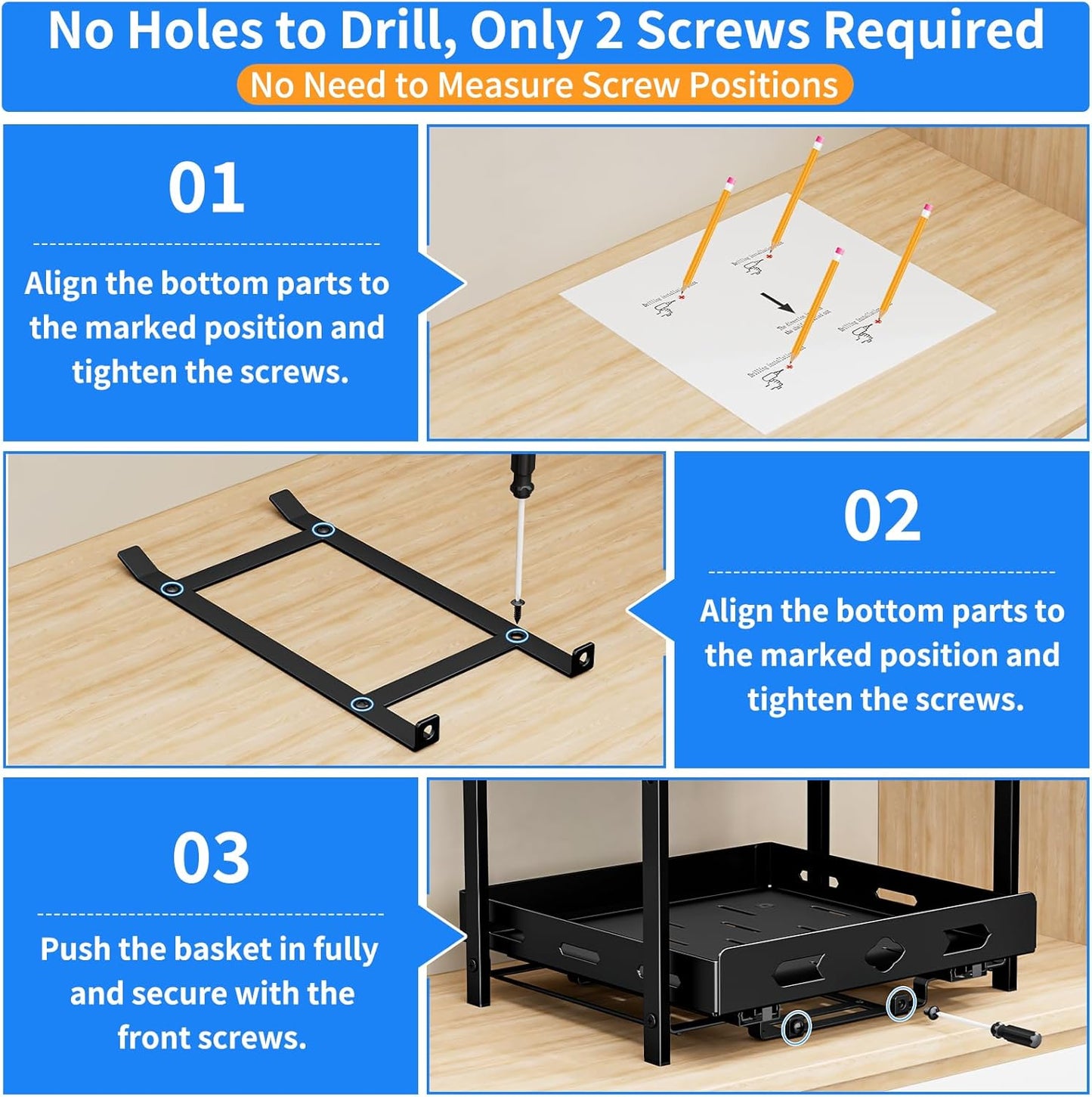 Spice Rack Organizer for Cabinet, Pull Out Spice Rack 2 Tier, Adjustable Height, Heavy Duty Sliding Spice Rack Fits Spices, Sauces, Canned Food, W11.7*D10.8*H9.2 Inch
