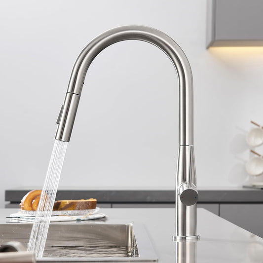Kitchen Tap, Kitchen Mixer Tap with Pull-Out Sprayer, 2 Modes Spray, 360° Swivel Spout, Single Handle High-Arc Design, Water-Saving Cartridge, Easy Installation with Fittings Included