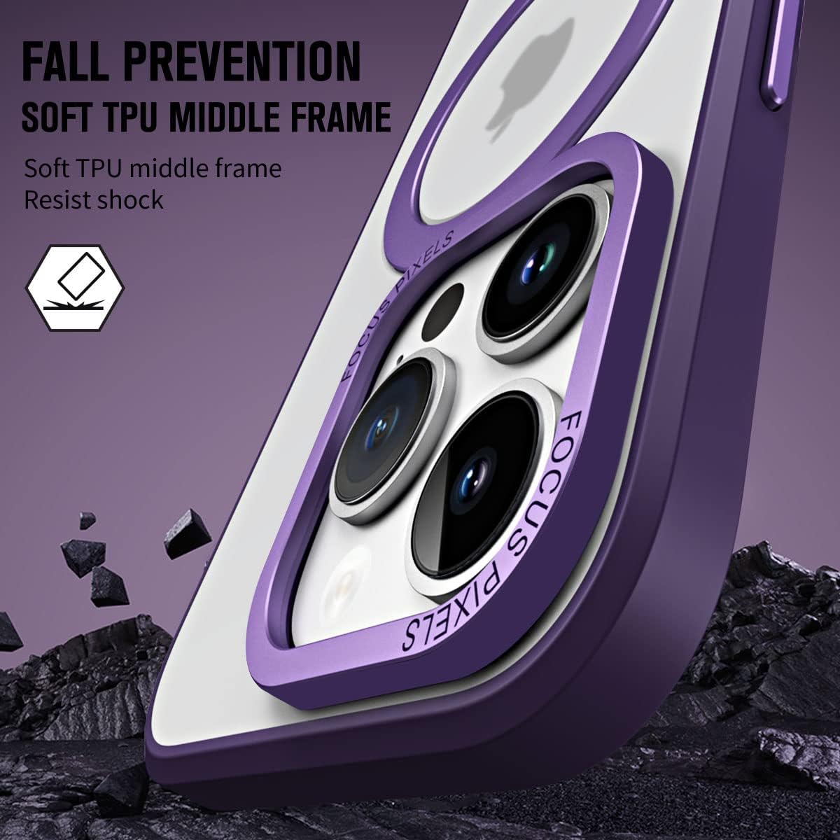 iPhone 14 Pro Max Phone Case for Women, Embedded Kickstand Cover with Magnetic Wirless Charging
