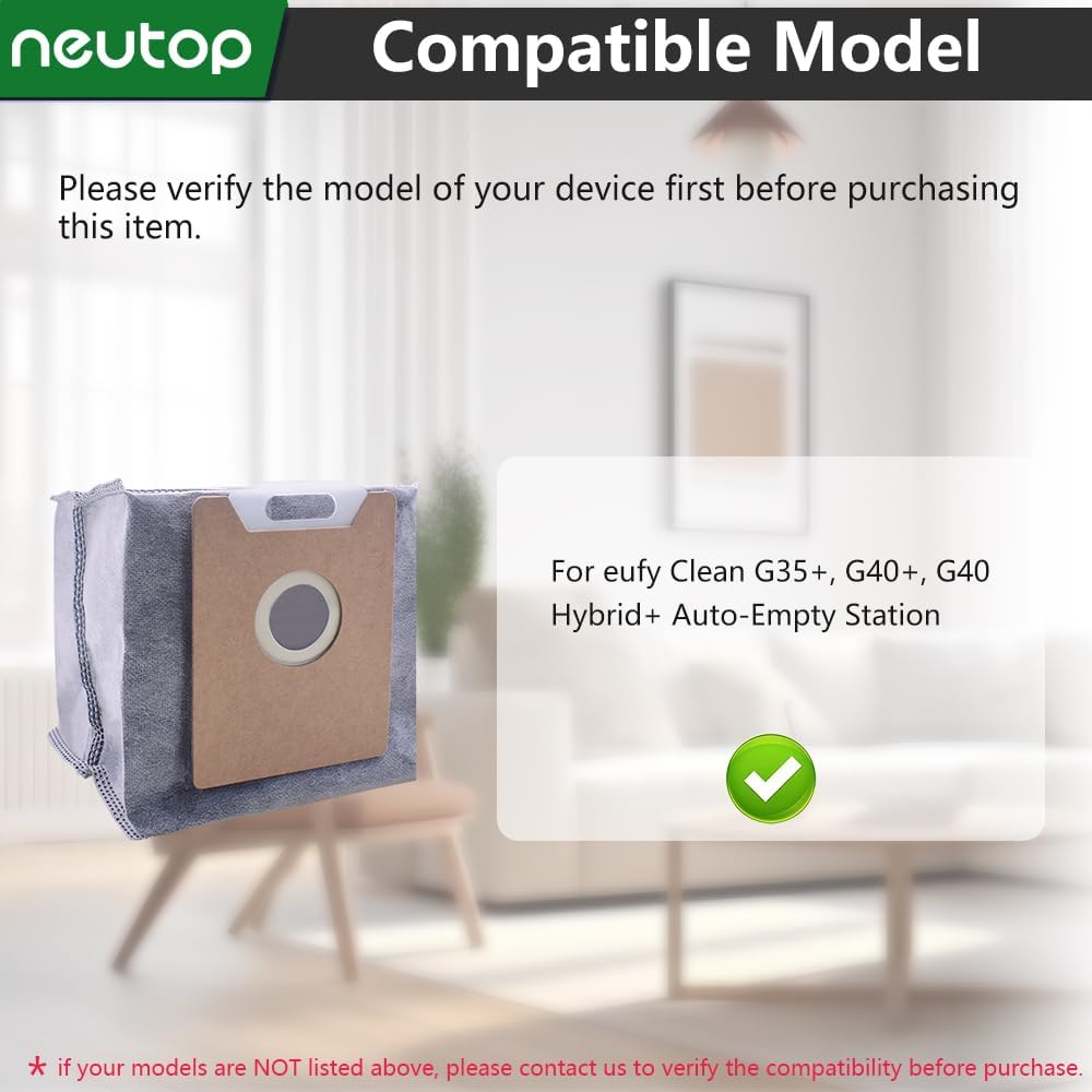 Replacement Disposable Dust Bag Compatible with Eufy G35+ G40 G40+ Hybrid+ RoboVac Vacuum,12-pack