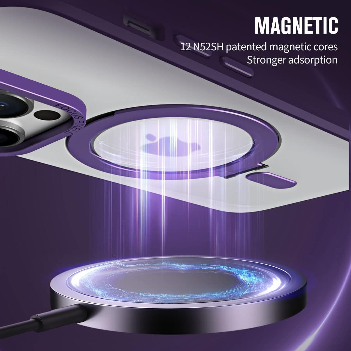 iPhone 14 Pro Max Phone Case for Women, Embedded Kickstand Cover with Magnetic Wirless Charging