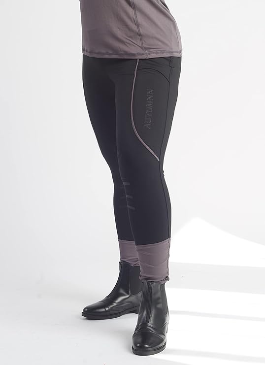 26W skinny black Riding Tights Ladies Horse Riding Leggings Matt Silicone Knee