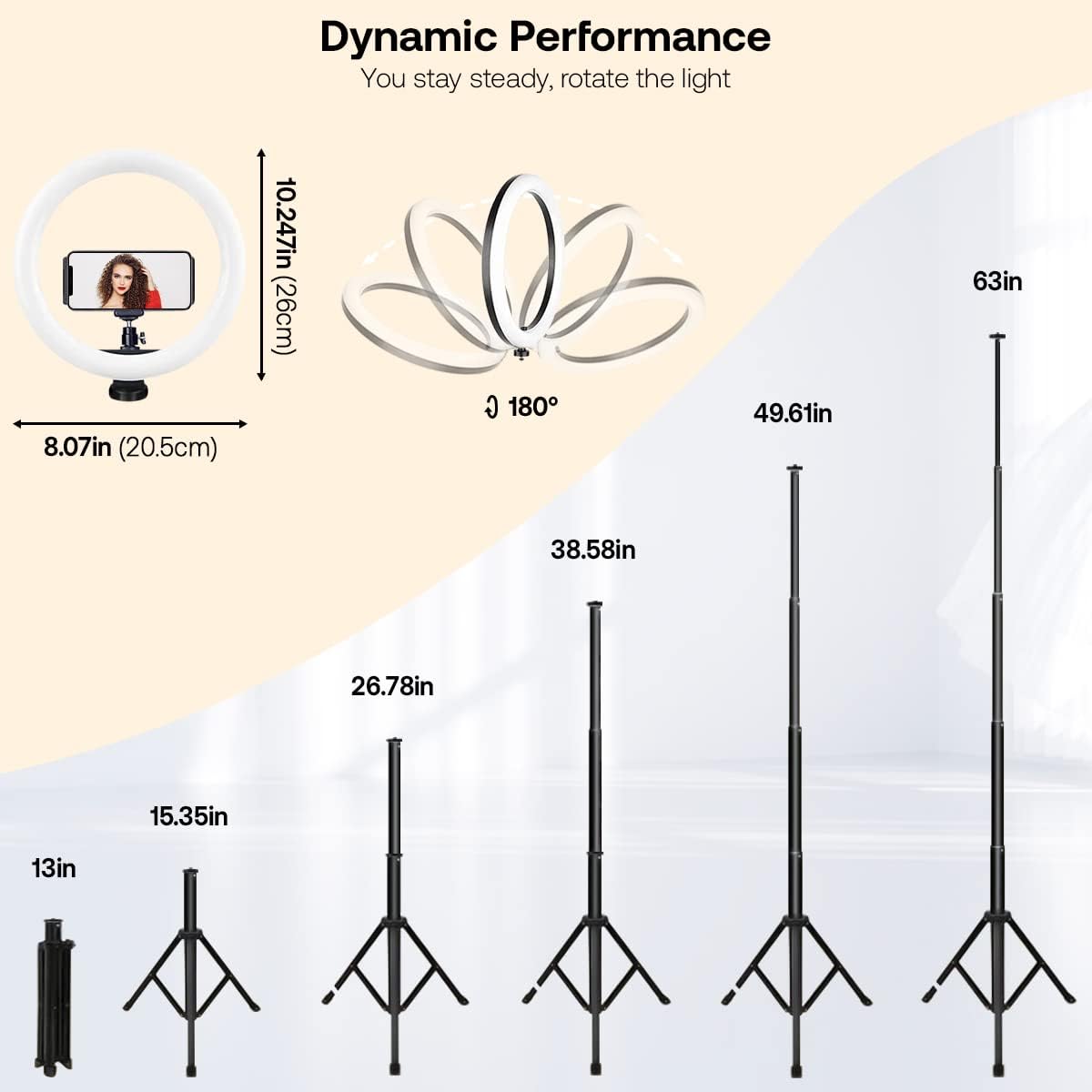 10.2” Ring Light, USB Powered Dimmable LED Circle Selfie Ring Light with Tripod Stand & Phone Holder, Remote, 3 Modes, 10 Brightness for YouTube TikTok Makeup Photography Video Live Streaming