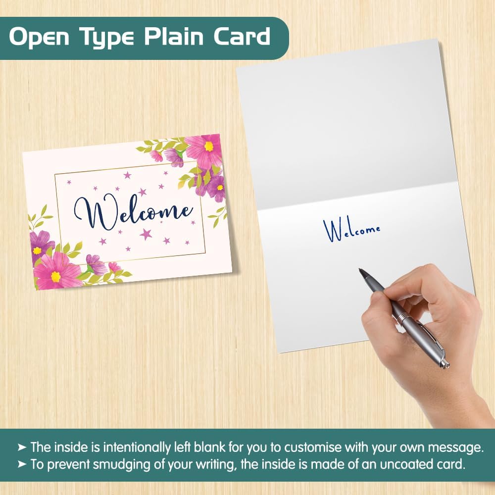 Pack of 24 Welcome Cards (149 x 105 mm) Blank Greeting Cards with Envelopes Welcome Cards for Guests for birthday new home and wedding