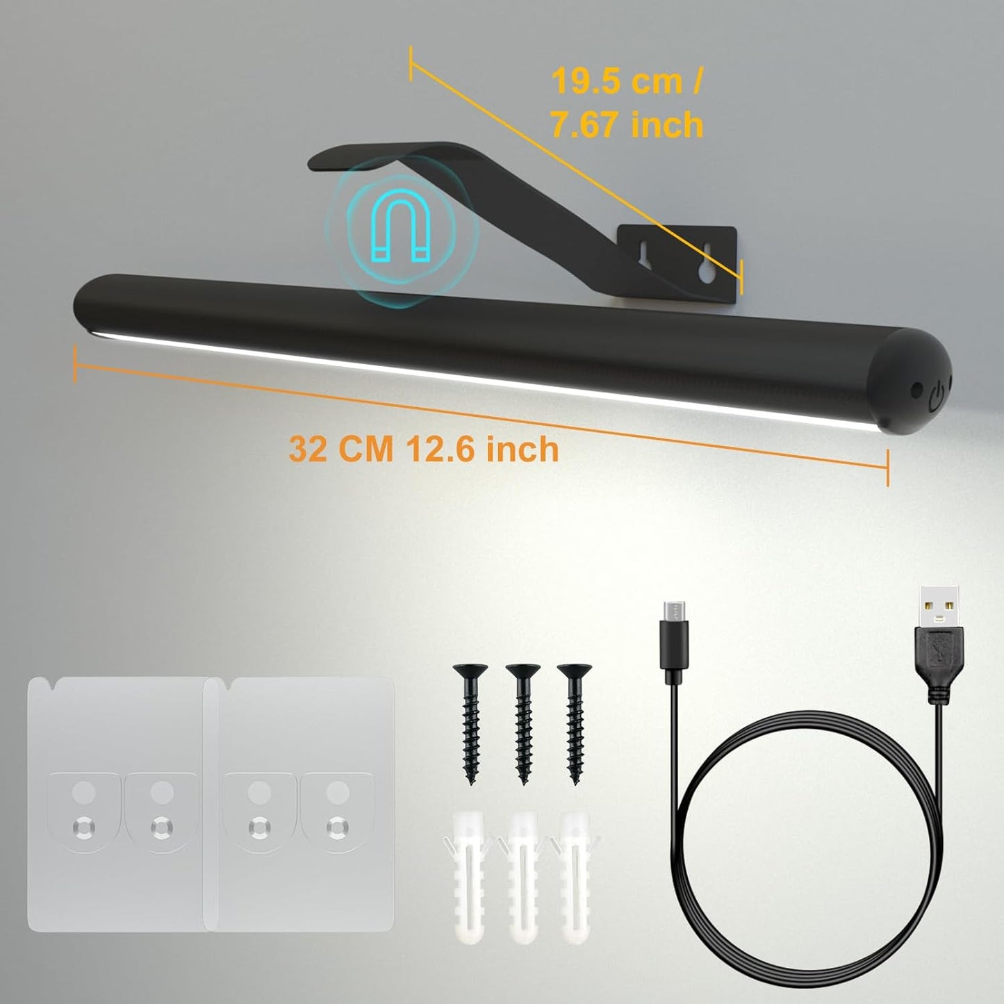 Picture Light with Remote, Wireless Battery Painting Light with 3 Lighting Colors, 4400mAh Rechargeable Art Light Display Lamp, Dimmable Timer Lamp for Artwork Gallery (Black)