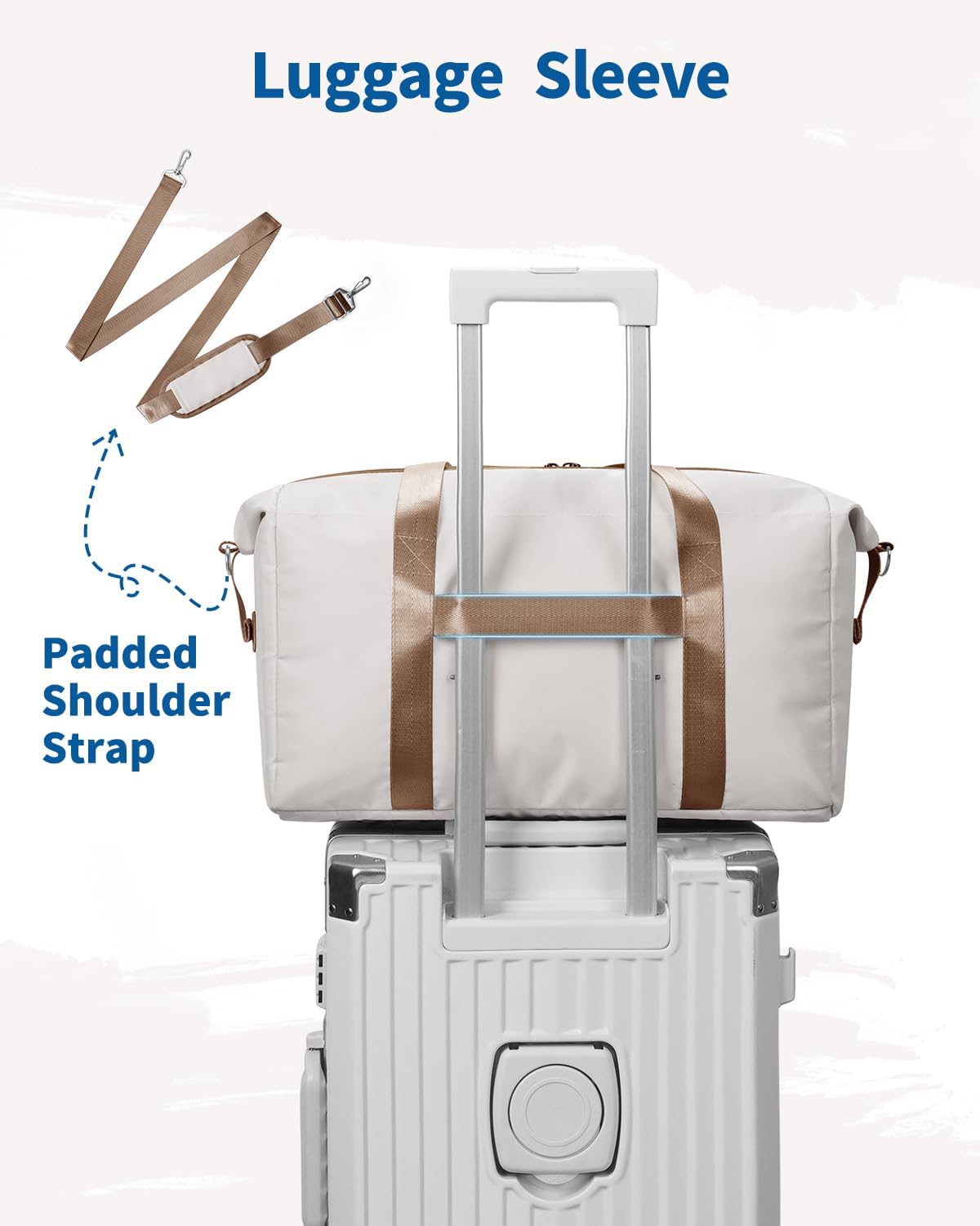 Easyjet Cabin Bag 45x36x20 New Easyjet Underseat Easy Jet Cabin Bag Foldable Travel Duffel Carry on Luggage Weekend Overnight Hospital Bags for Women and Men 25L (Beige with Brown Straps)