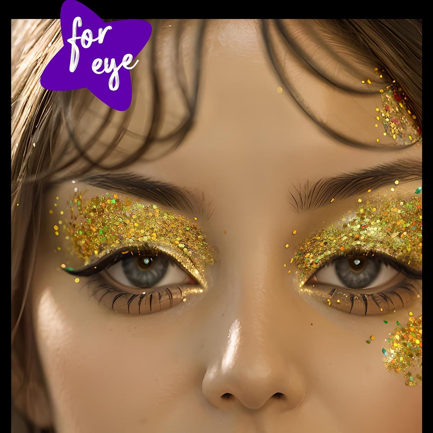 12Pcs Body & Hair Glitter Gel - Festival Sequins for Face, Body, Hair & Eye - 1MM/0.1MM