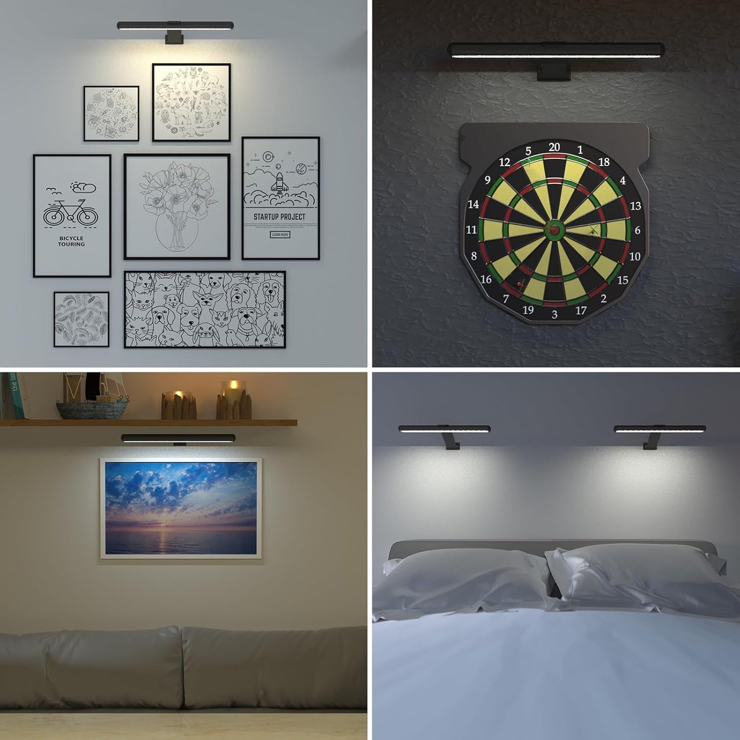 Picture Light with Remote, Wireless Battery Painting Light with 3 Lighting Colors, 4400mAh Rechargeable Art Light Display Lamp, Dimmable Timer Lamp for Artwork Gallery (Black)