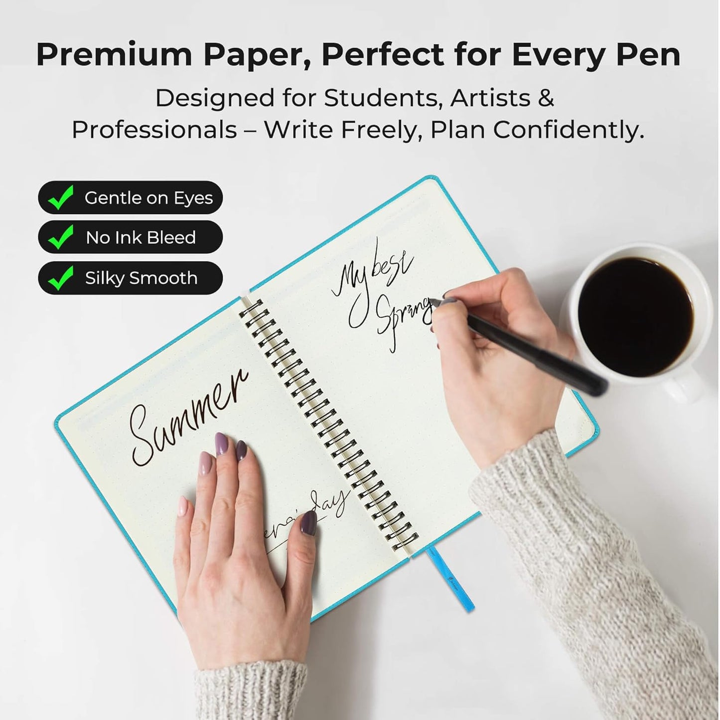 Diary 2026 Planner: Spiral A4 Week to View (29x21.7 cm) 12 Months (Jan. - Dec.) Weekly & Monthly Planner with Month Tabs & Pocket Expenses/Note Pages 100GSM Paper PU Leather Light Blue