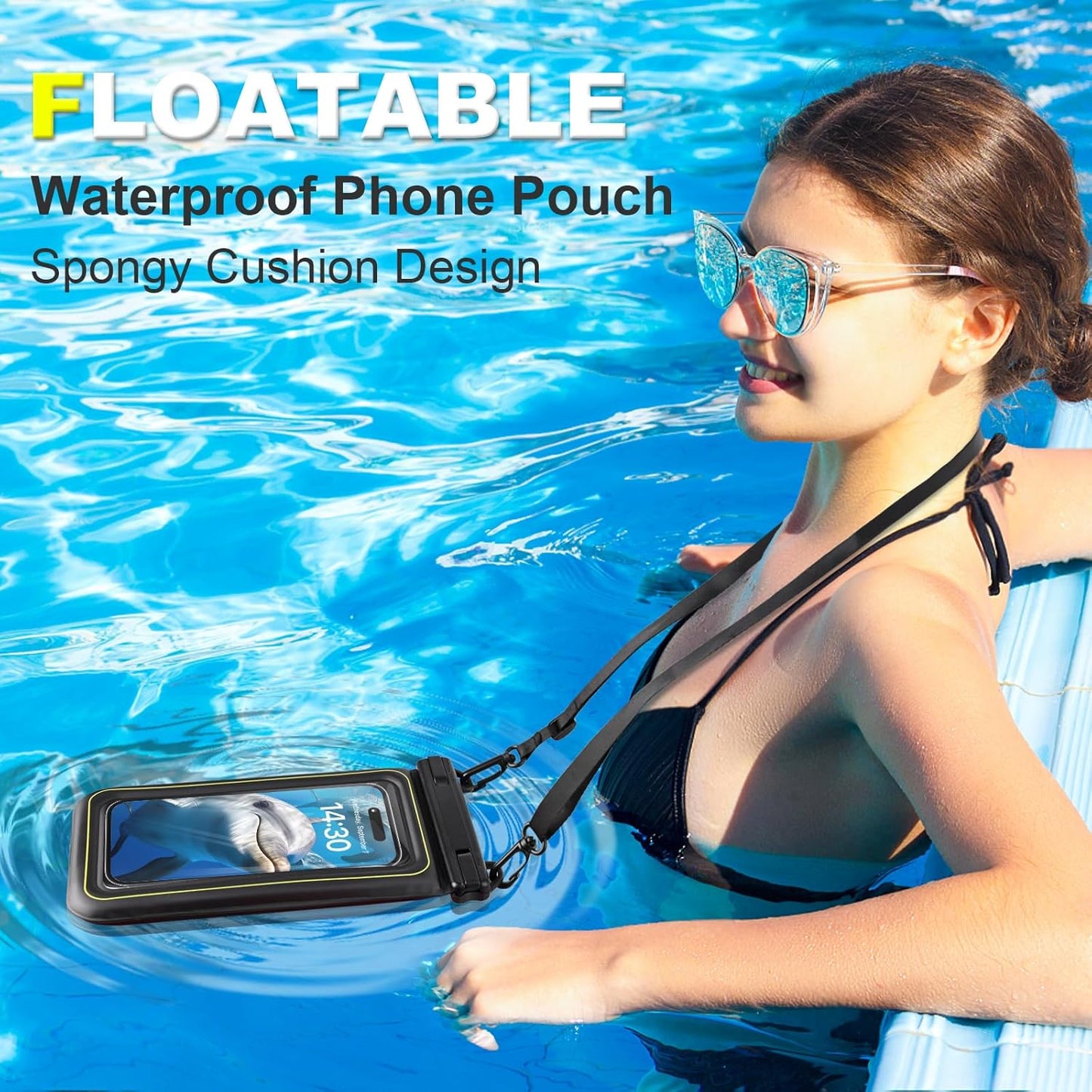 Waterproof Phone Pouch Floating IPX8 Waterproof Phone Case Dry Bag for Swimming,Underwater Phone Case Protector for iPhone 16 15 14 13 12 11 Pro Max XS Samsung S24 S23 Huawei P60 Mate 60 up to 6.8"