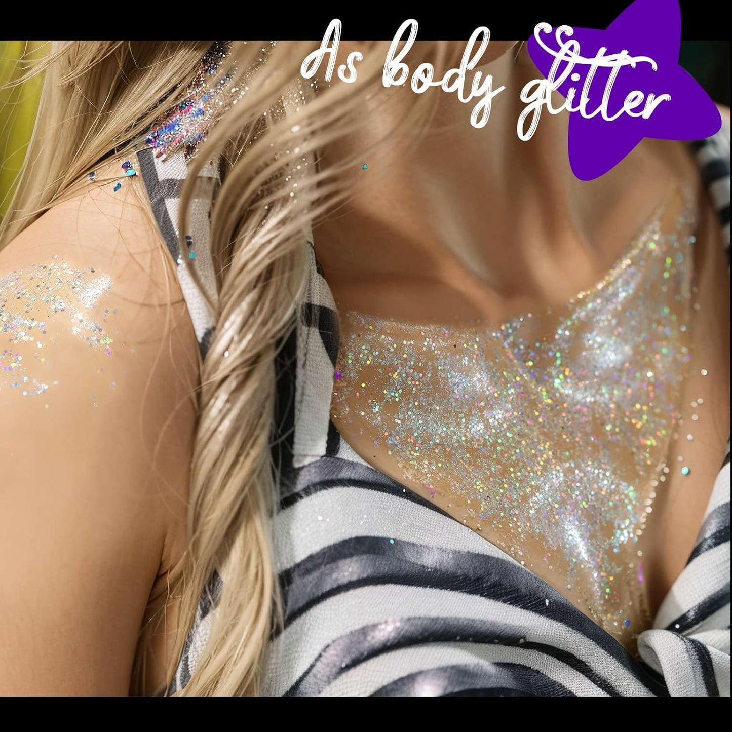 12Pcs Body & Hair Glitter Gel - Festival Sequins for Face, Body, Hair & Eye - 1MM/0.1MM