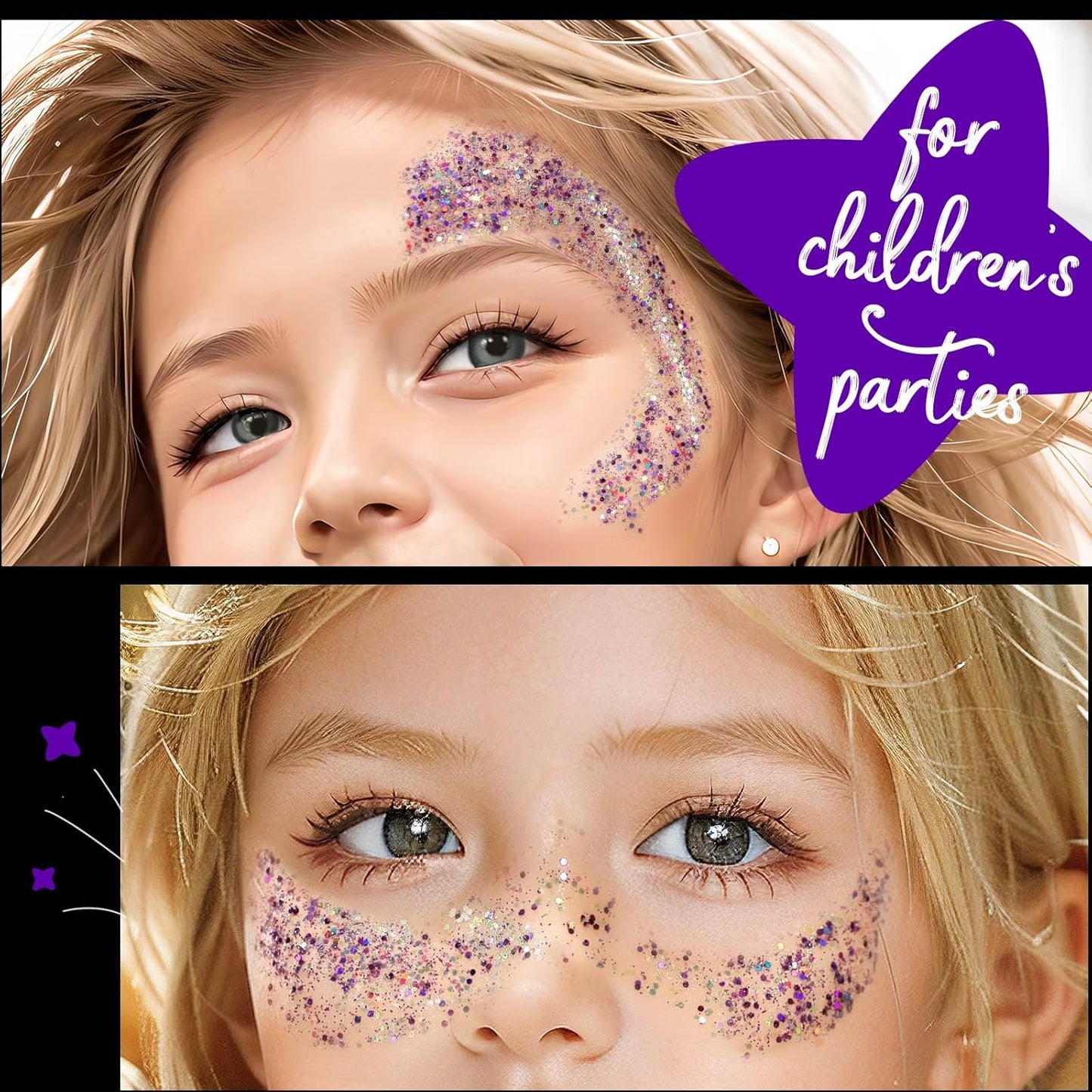 12Pcs Body & Hair Glitter Gel - Festival Sequins for Face, Body, Hair & Eye - 1MM/0.1MM