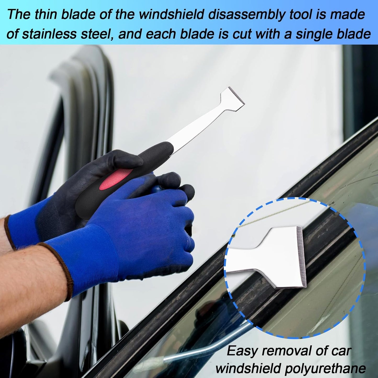 Windshield Removal Tools, Universal Car Windscreen Quick Release Tools, car Window Glass Urethane Scraper Tool ，7pcs Professional Windshield Removal Automotive Wind Glass Remover Tool Kit