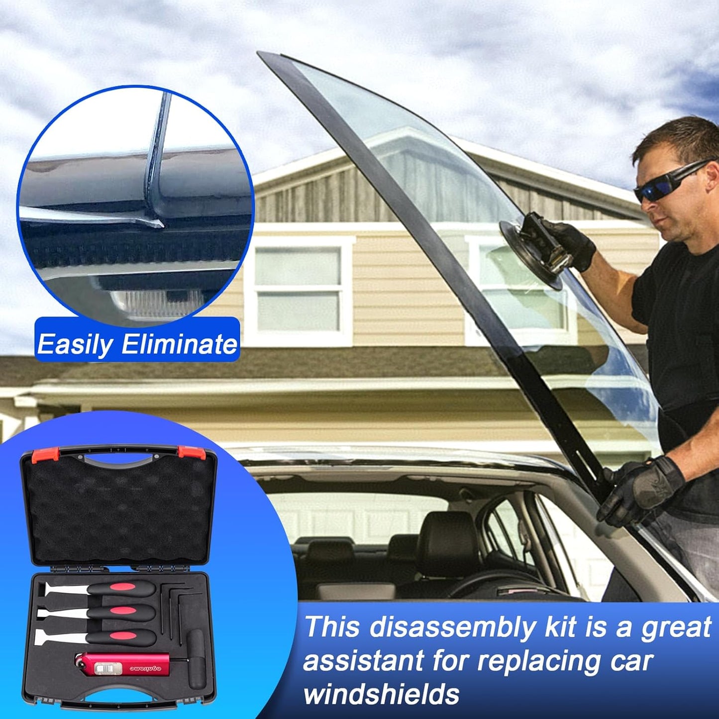 Windshield Removal Tools, Universal Car Windscreen Quick Release Tools, car Window Glass Urethane Scraper Tool ，7pcs Professional Windshield Removal Automotive Wind Glass Remover Tool Kit