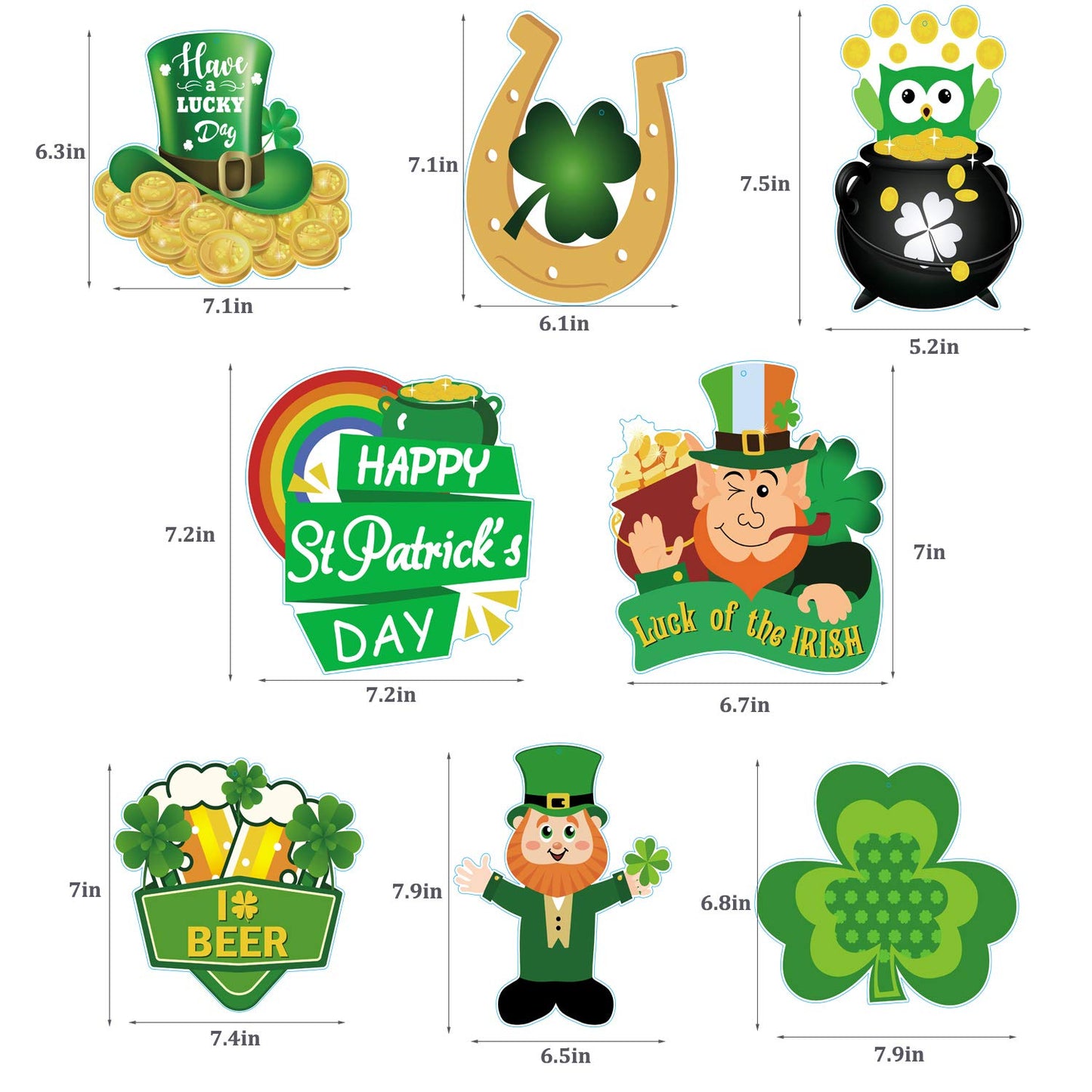 31PCS St Patricks Day Hanging Swirl Decorations, Green 'Lucky' Banner and Leprechaun Foil Swirl, Hanging Garland Swirl Shamrock Decorations for Irish Ceiling Window Wall Decorations