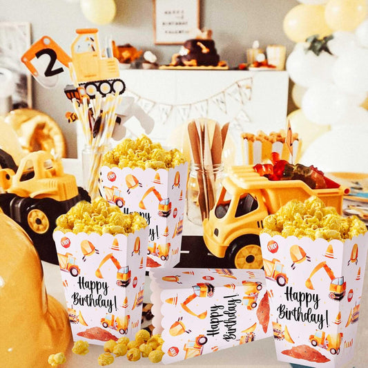 Construction Party Favor Bags Popcorn Boxes Construction Party Candy Bags Car Goodie Treat Bags Themed Birthday Party Supplies