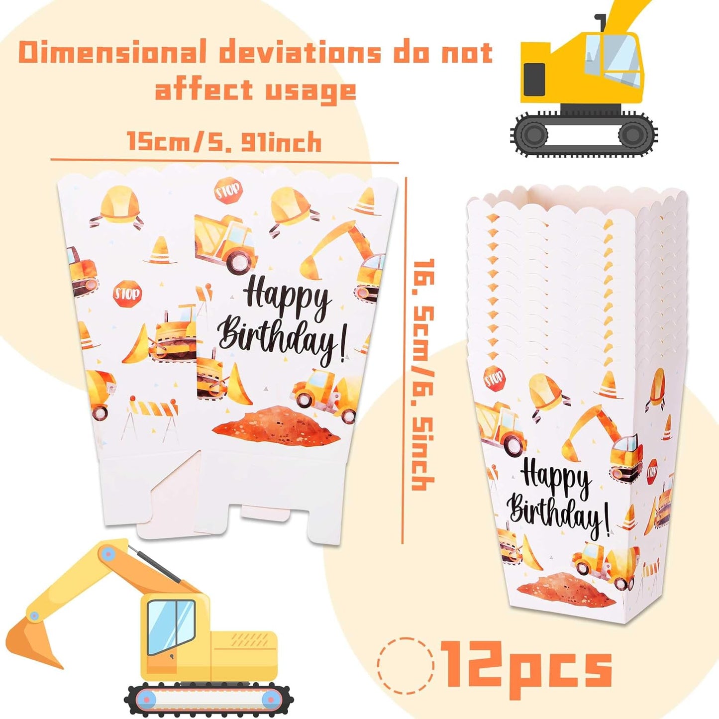 Construction Party Favor Bags Popcorn Boxes Construction Party Candy Bags Car Goodie Treat Bags Themed Birthday Party Supplies