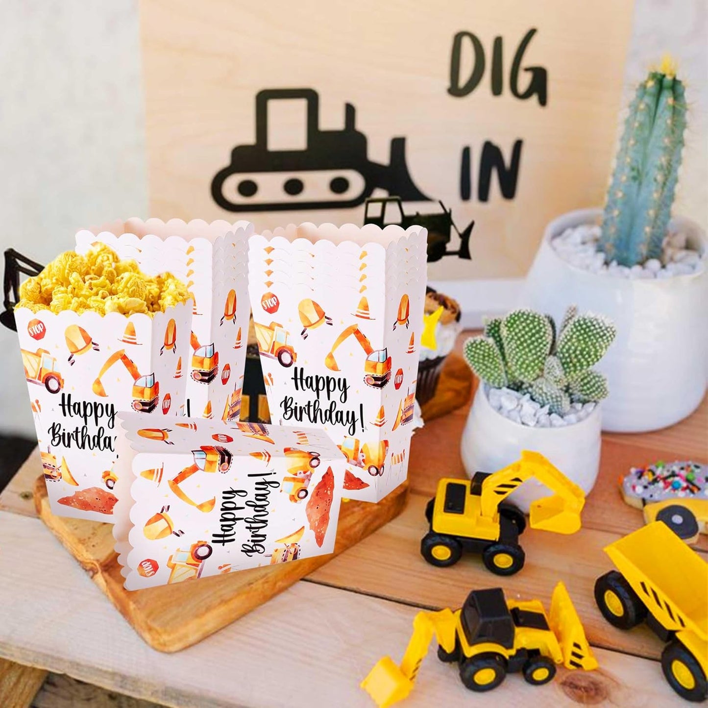 Construction Party Favor Bags Popcorn Boxes Construction Party Candy Bags Car Goodie Treat Bags Themed Birthday Party Supplies