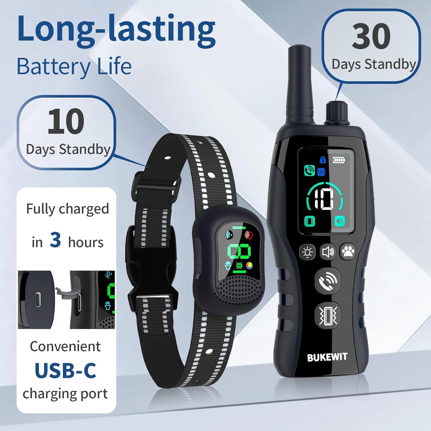Anti Bark Collar for Dogs,Dog Training Collar With Remote,3Training Modes Sound/Vibration/Beep，Rechargeable E-Collar with 4900Ft Remote Range,Bark Collars for Large Medium Small Dogs