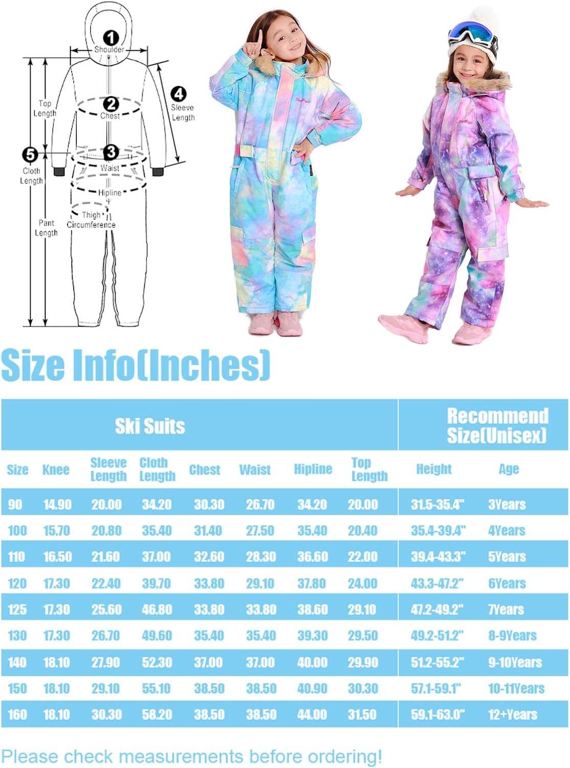 age 7 Kid's One Piece Snowsuits Overalls Ski Suits Jackets Coats Jumpsuits Winter Outdoor