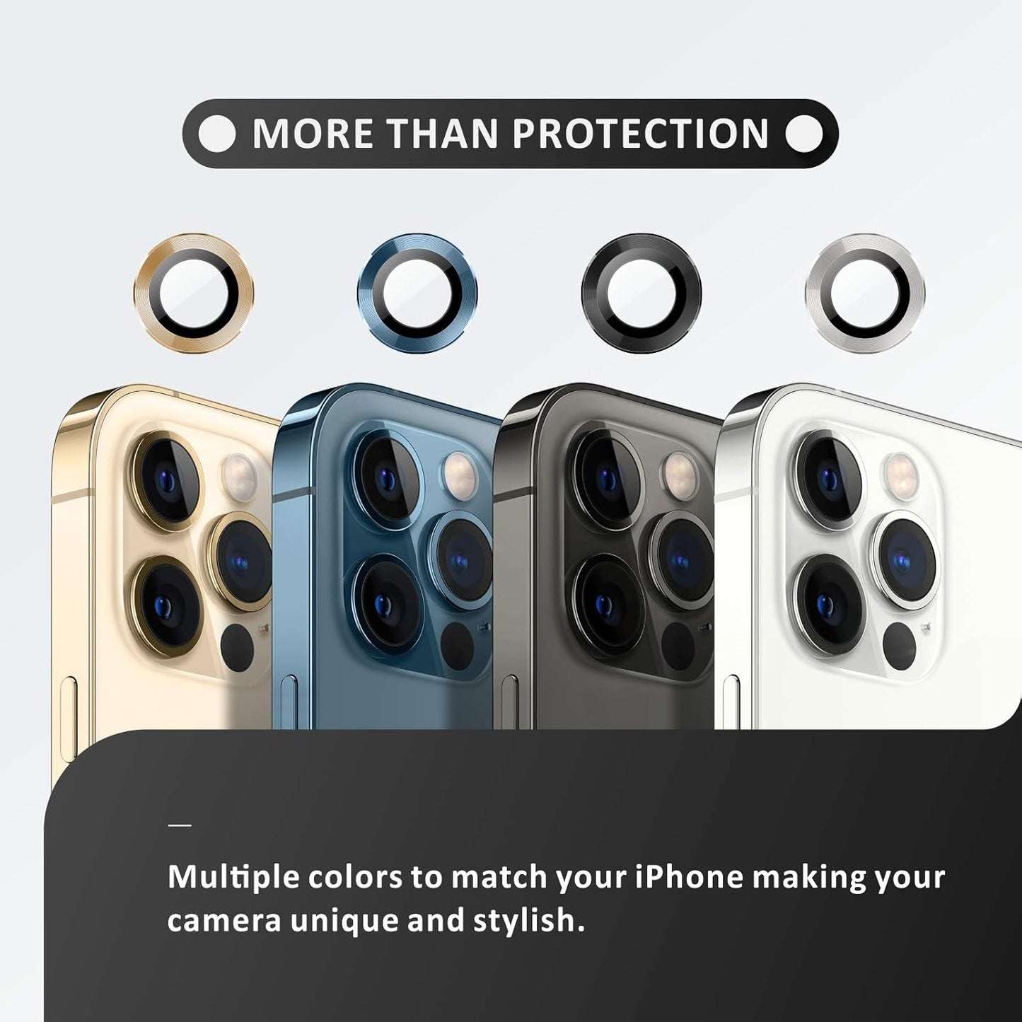Baytion for iPhone 12 Pro (6.1 inch) Camera Lens Protector, Premium HD Tempered Glass Aluminum Alloy Lens Screen Stiker Cover Film [9H Hardness] [Scratch Resistance]- Graphite