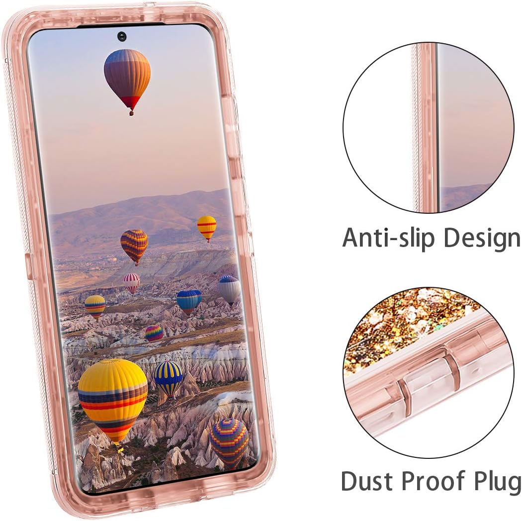 Coolden Case for Samsung S20 Ultra Case Glitter Heavy Duty Protective Case Floating Bling Sparkle Shiny Quicksand Liquid Shockproof Case Phone Case Cover for Samsung Galaxy S20 Ultra (Rose Gold)