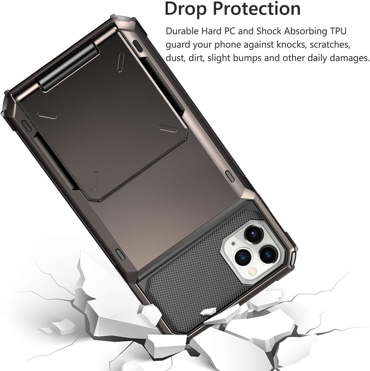 Coolden Compatible with iPhone 12 Pro Max Case Wallet Case Shockproof Case 4 Card Pocket Protective Case Heavy Duty Flip Card Holder Phone Case Cover Compatible with iPhone 12 Pro Max (Gun Color)