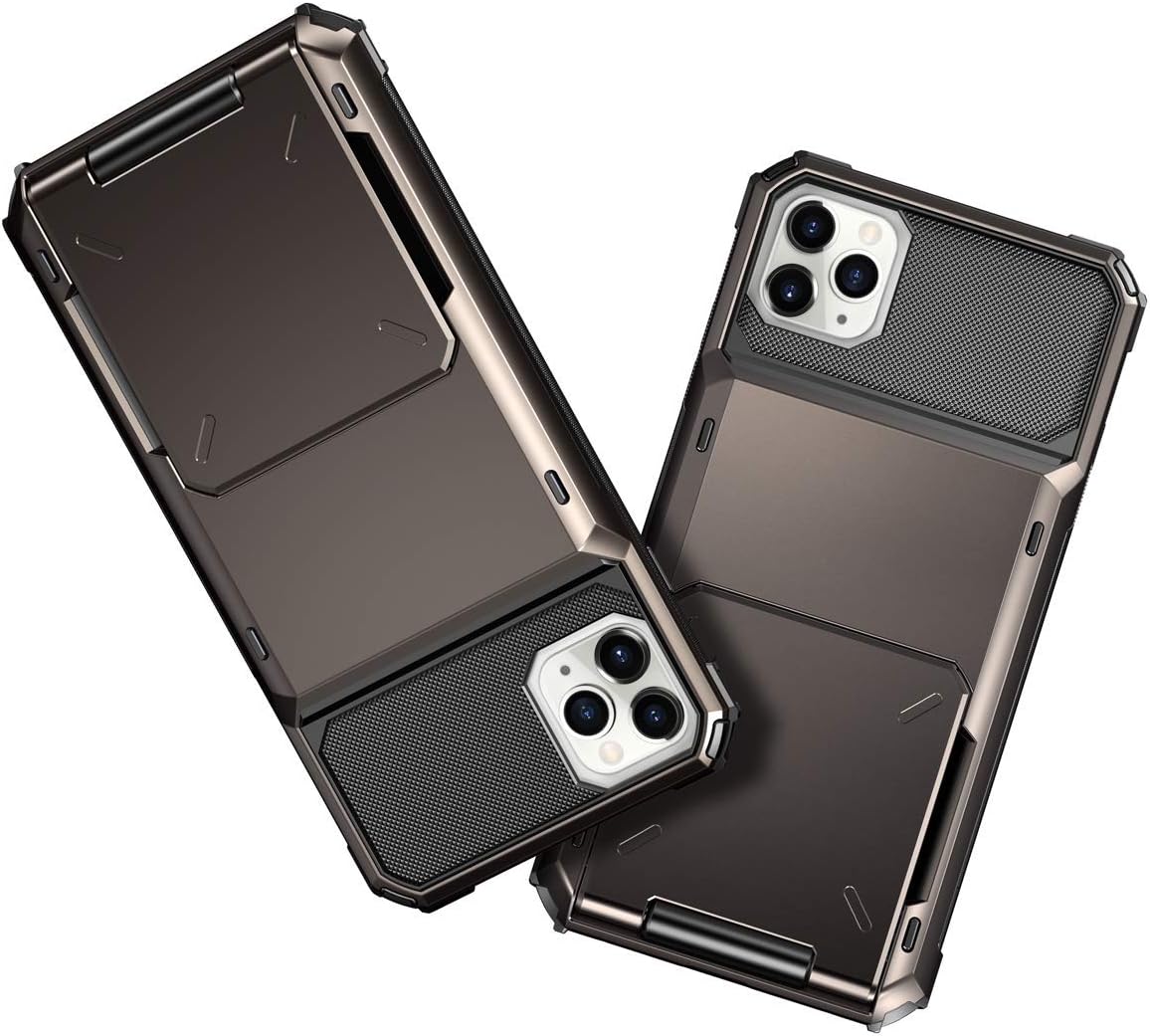 Coolden Compatible with iPhone 12 Pro Max Case Wallet Case Shockproof Case 4 Card Pocket Protective Case Heavy Duty Flip Card Holder Phone Case Cover Compatible with iPhone 12 Pro Max (Gun Color)