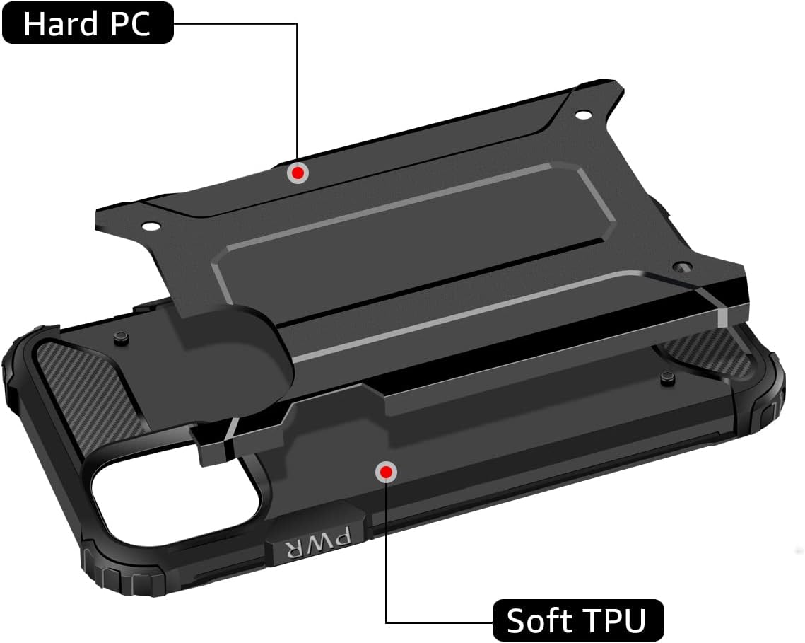 Coolden Compatible with iPhone 13 Pro Case Rugged Tough Dual Layer Armor Case Shockproof Case Heavy Duty Hard Back TPU Bumper Shock Absorption Protective Phone Case Cover for iPhone 13 Pro (Black)
