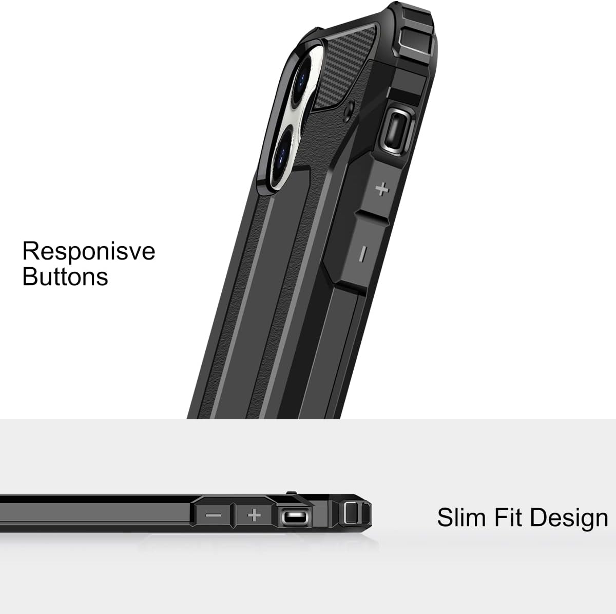 Coolden Compatible with iPhone 13 Pro Case Rugged Tough Dual Layer Armor Case Shockproof Case Heavy Duty Hard Back TPU Bumper Shock Absorption Protective Phone Case Cover for iPhone 13 Pro (Black)
