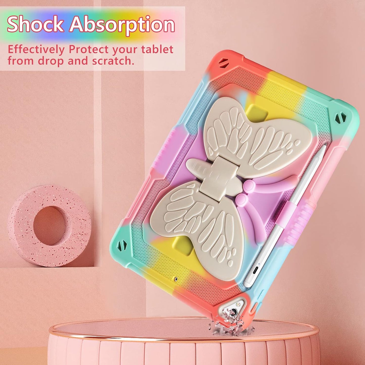 Coolden for iPad 6th 5th Generation Case with Kickstand Pencil Holder iPad 9.7 inch Case for Kids Girls Heavy Duty Rugged Protective Case Cover for iPad 6th 5th Gen 9.7 inch 2018/2017/iPad Air 2