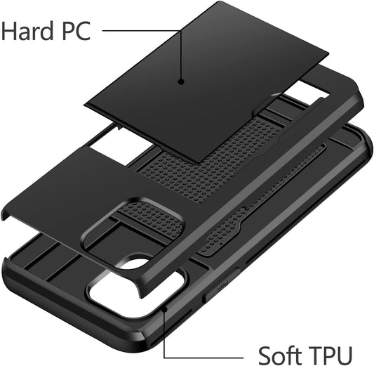 Coolden for iPhone 13 Pro Max Case Wallet Case Armor Shockproof Case Heavy Duty Protective Case Hard PC Back Soft TPU Bumper Card Holder Wallet Case Cover for iPhone 13 Pro Max Phone Case (Black)