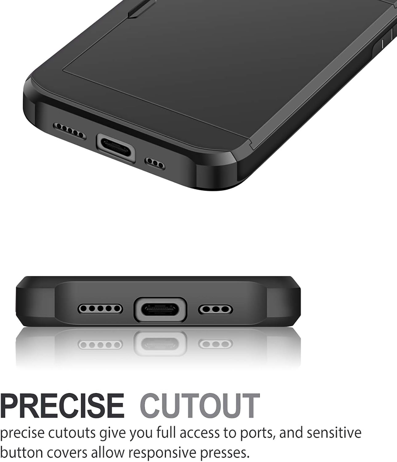 Coolden for iPhone 13 Pro Max Case Wallet Case Armor Shockproof Case Heavy Duty Protective Case Hard PC Back Soft TPU Bumper Card Holder Wallet Case Cover for iPhone 13 Pro Max Phone Case (Black)