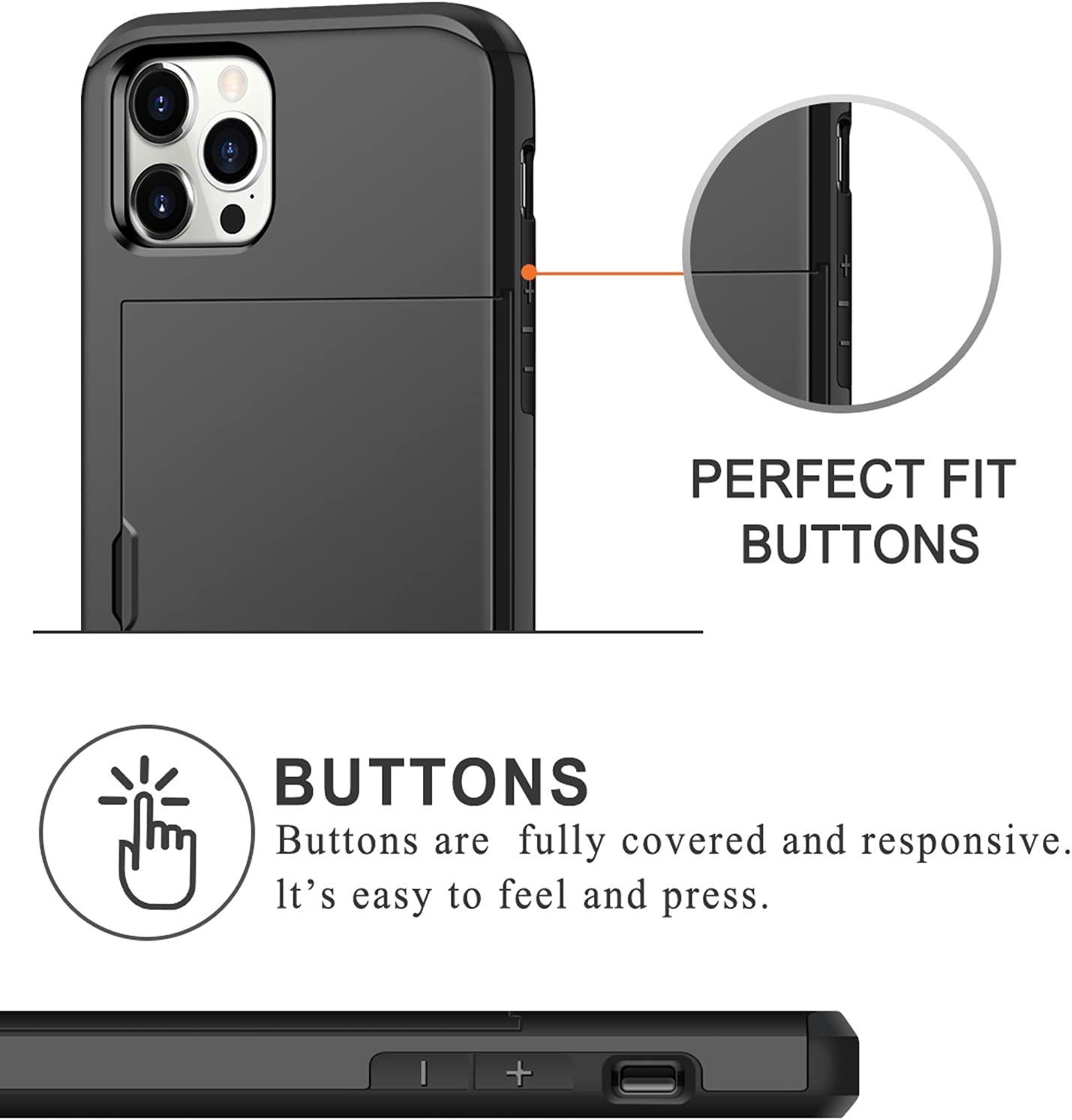 Coolden for iPhone 13 Pro Max Case Wallet Case Armor Shockproof Case Heavy Duty Protective Case Hard PC Back Soft TPU Bumper Card Holder Wallet Case Cover for iPhone 13 Pro Max Phone Case (Black)