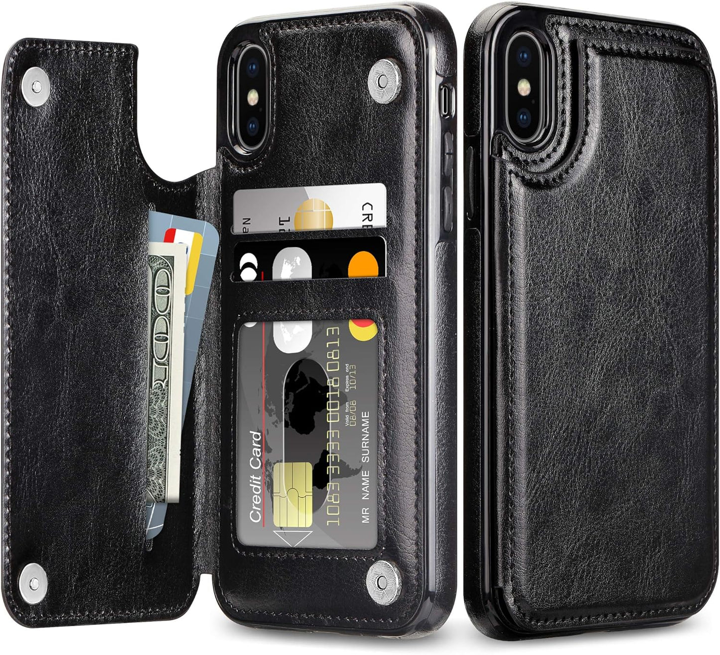 Coolden for iPhone XS Max Case Shockproof Case for iPhone XS Max Wallet Case Cover with Card Holder Slot Flip Folio Soft PU Leather Magnetic Closure Protective Case Cover for iPhone XS Max (Black)